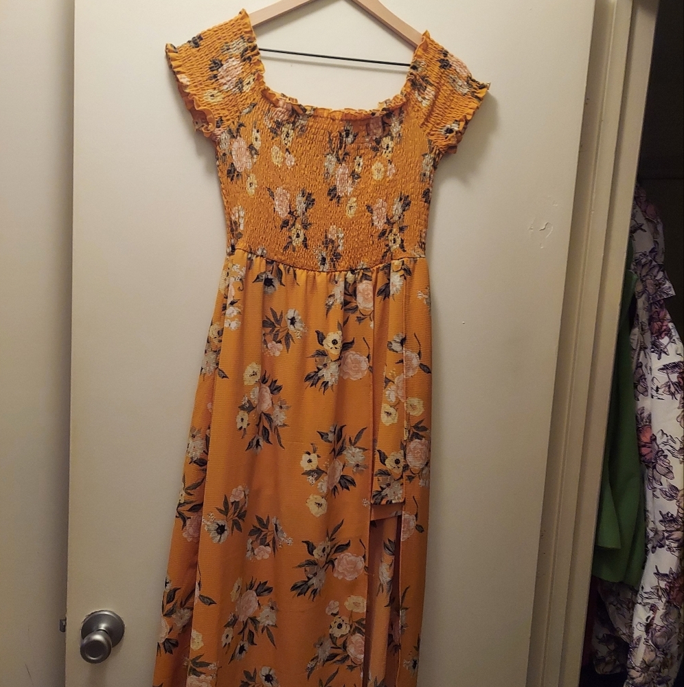 Scrunch Top Mustard Summer Dress Skort